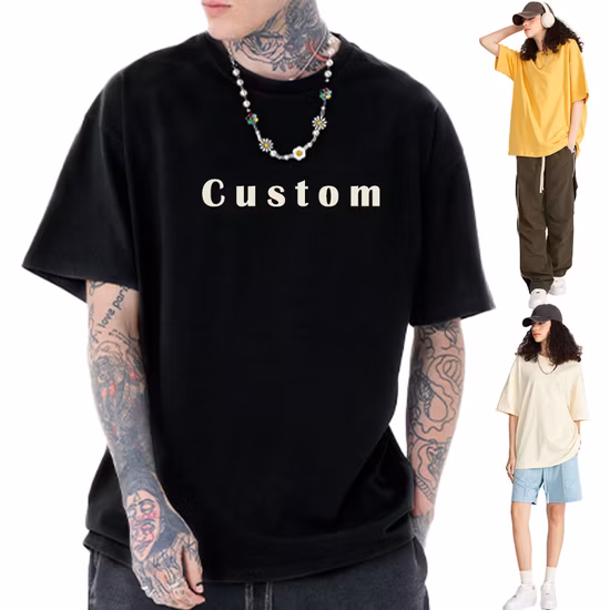 Wholesale Unisex High Quality 100% Cotton Blank Mens T-Shirts Heavyweight Oversized Tee Shirt Custom Embroidery Printing Logo T Shirt for Men