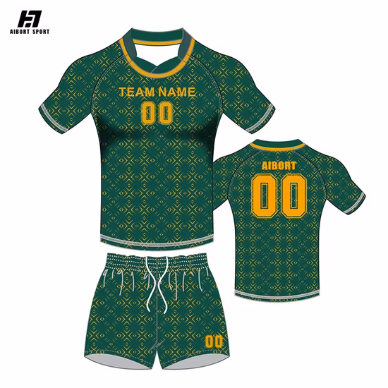 Aibort Breathable Men Rugby Uniform Set Custom Sublimate Bulk Rugby Shirt Rugby Team Jersey Uniform