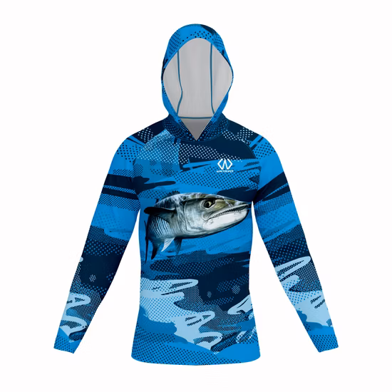 Camisa de pesca de manga larga para hombre de deportes al aire libre con sublimación personalizada con capucha