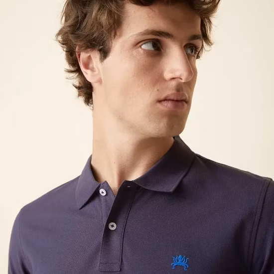 Polos de piqué de algodón con bordado informal clásico para hombre