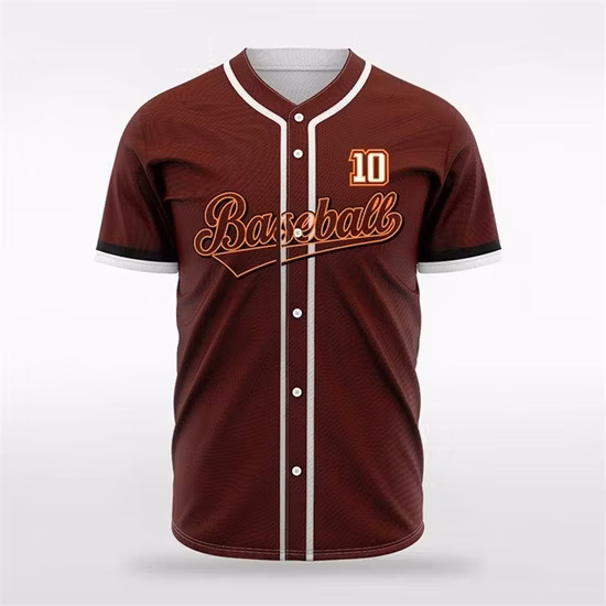 Jersey de béisbol de poliéster con logotipo de nombre de equipo personalizado de sublimación de color puro
